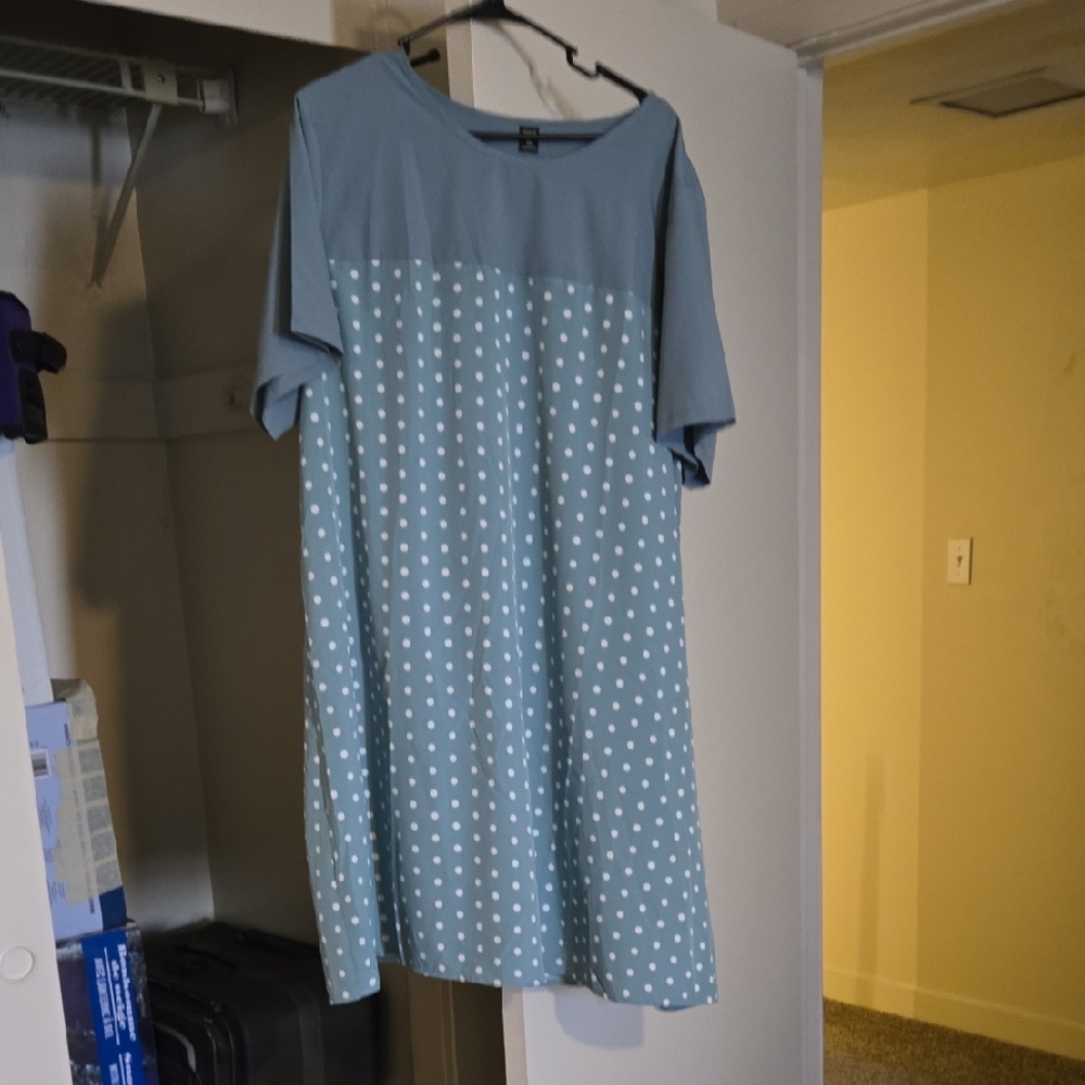 SHEIN Blue Polka Dot Midi Dress